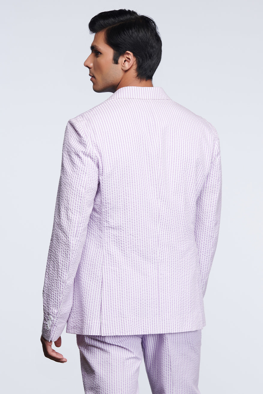 Shantanu and nikhil SNCC Pink Seersucker Jacket menswear online shopping melange singapore indian designer wear