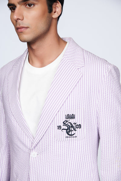 Shantanu and nikhil SNCC Pink Seersucker Jacket menswear online shopping melange singapore indian designer wear