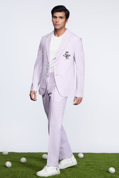 Shantanu and nikhil SNCC Pink Seersucker Jacket menswear online shopping melange singapore indian designer wear