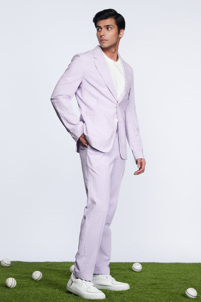 Shantanu and nikhil SNCC Pink Seersucker Jacket menswear online shopping melange singapore indian designer wear