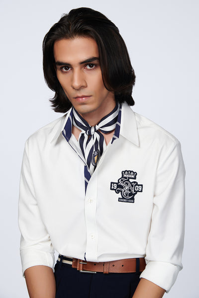 shantanu and nikhil menswear SNCC Shirt With Patch Logo off white online shopping melange singapore indian designer wear