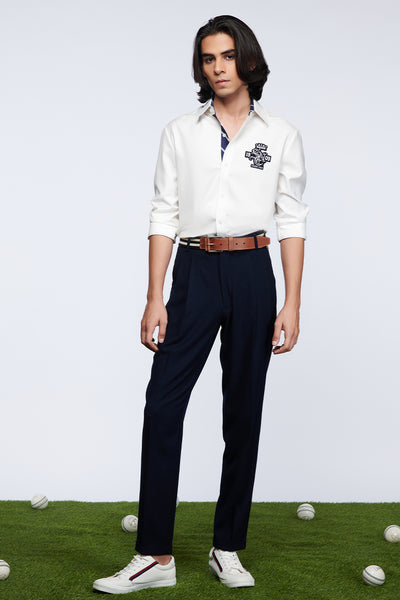 shantanu and nikhil menswear SNCC Shirt With Patch Logo off white online shopping melange singapore indian designer wear