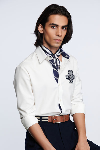 shantanu and nikhil menswear SNCC Shirt With Patch Logo off white online shopping melange singapore indian designer wear