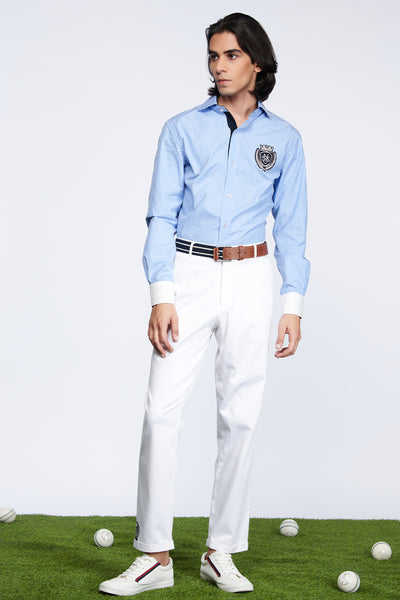 shantanu and nikhil SNCC Striped Shirt light blue menswear online shopping melange singapore indian designer wear