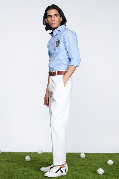 shantanu and nikhil SNCC Striped Shirt light blue menswear online shopping melange singapore indian designer wear