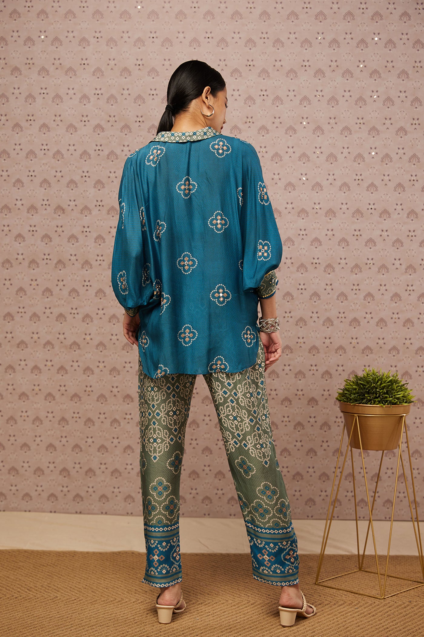 Sougat Paul Bandhej Printed Co-ord Set western indian designer womenswear fashion online shopping melange singapore