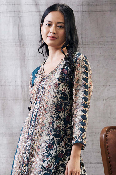 Sougat Paul Dilara Embroidered Kurta Set Indian designer wear online shopping melange singapore