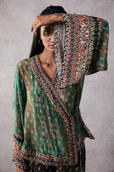 sougat paul Ikaya Embroidered Angarkha Set multicolor online shopping melange singapore indian designer wear