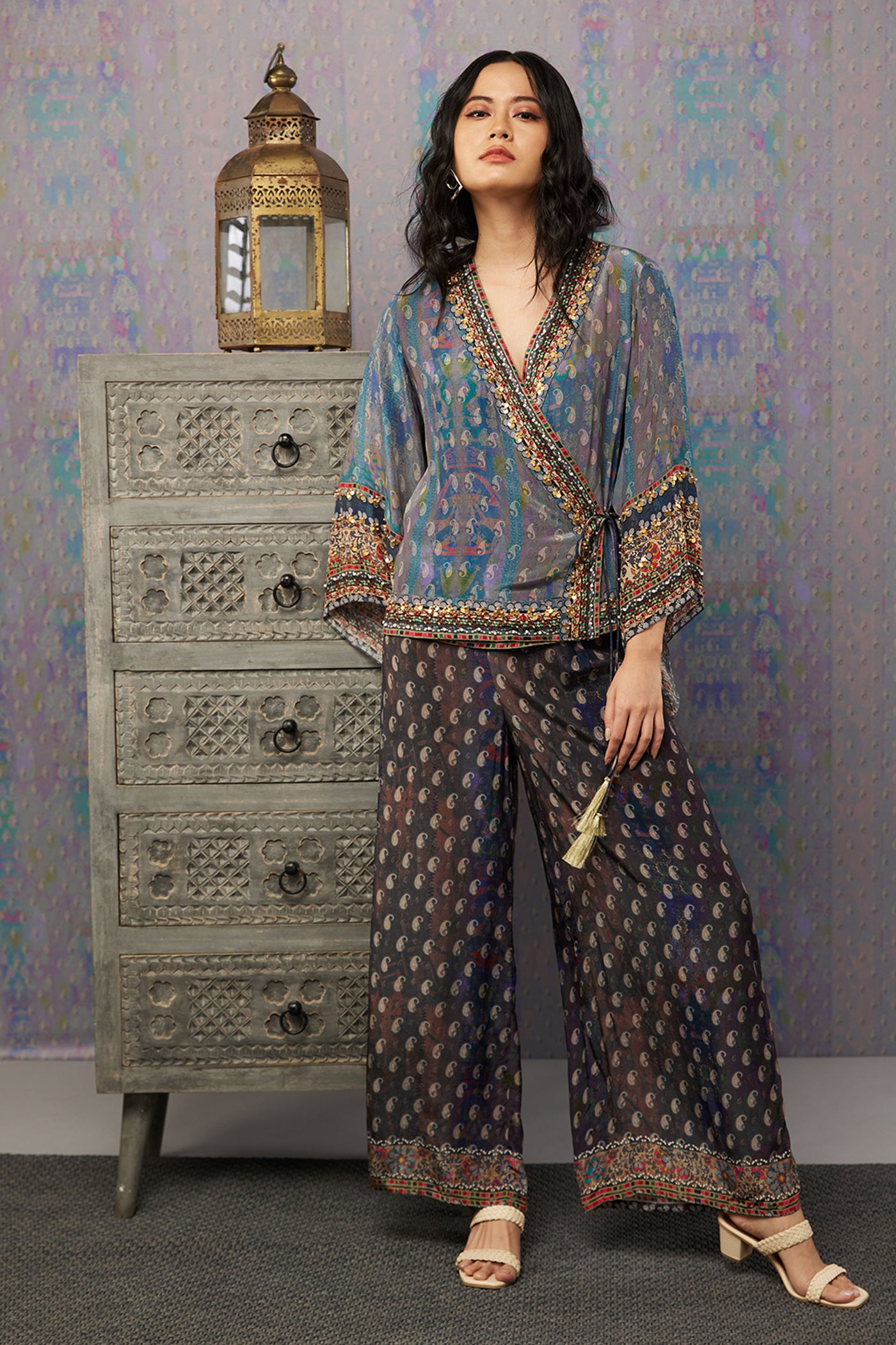 Sougat Paul Ikaya Embroidered Angarkha Set western indian designer womenswear fashion online shopping melange singapore