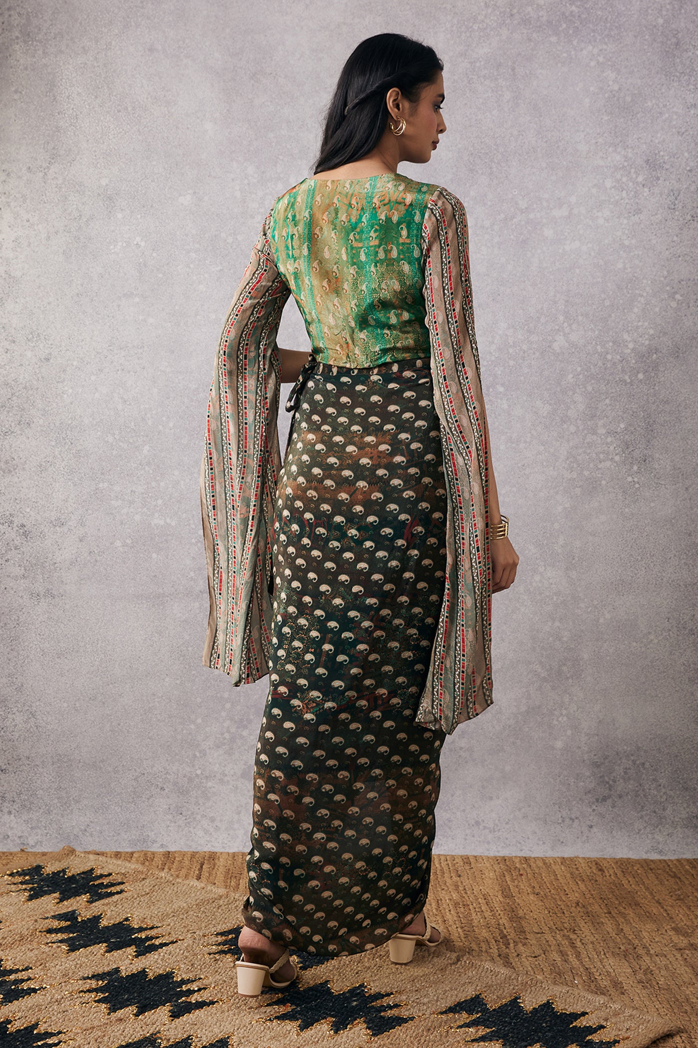 sougat paul Ikaya Embroidered Top With Drape Skirt online shopping melange singapore indian designer wear