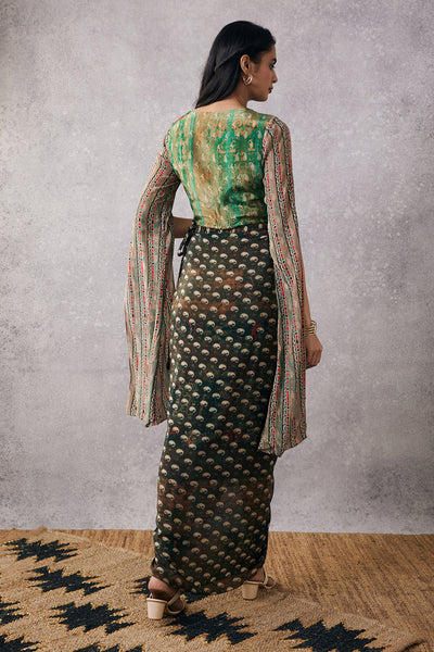 sougat paul Ikaya Embroidered Top With Drape Skirt online shopping melange singapore indian designer wear