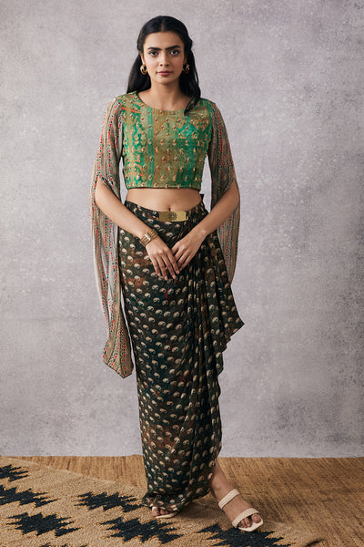 sougat paul Ikaya Embroidered Top With Drape Skirt online shopping melange singapore indian designer wear