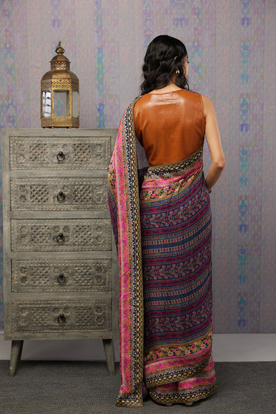 Sougat Paul Ikaya Printed Pre-stiched Saree With Blouse western indian designer womenswear fashion online shopping melange singapore