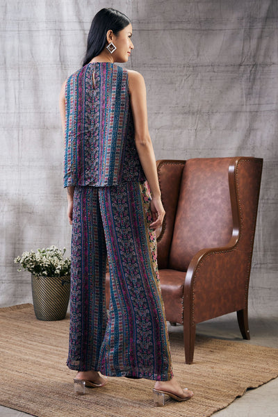 Sougat Paul Ikaya Printed Sequin Co-Ord Set Indian designer wear online shopping melange singapore