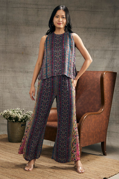 Sougat Paul Ikaya Printed Sequin Co-Ord Set Indian designer wear online shopping melange singapore