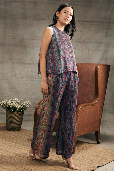 Sougat Paul Ikaya Printed Sequin Co-Ord Set Indian designer wear online shopping melange singapore