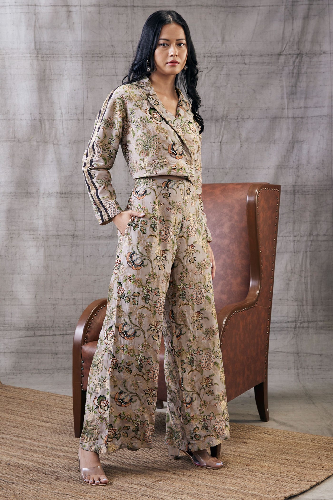 Sougat Paul Mehr Printed Co-Ord Set Indian designer wear online shopping melange singapore