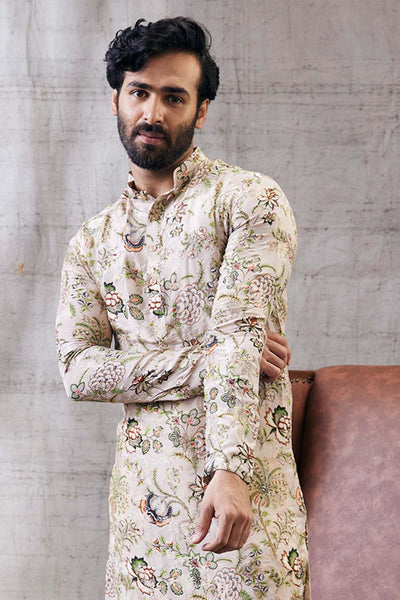 Sougat Paul Menswear Mehr Printed Kurta Set Indian designer wear online shopping melange singapore