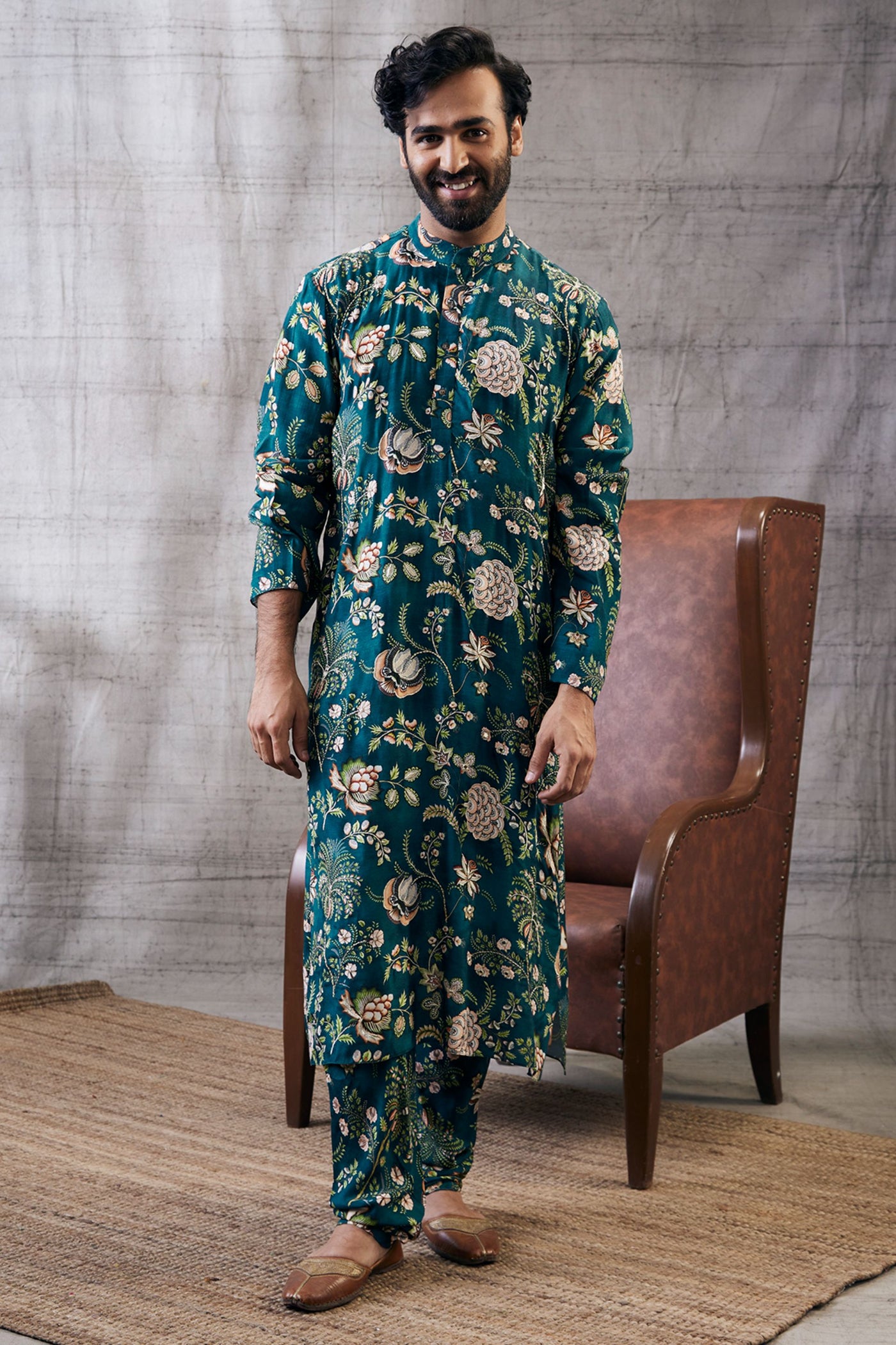 Sougat Paul Menswear Mehr Printed Kurta Set Indian designer wear online shopping melange singapore