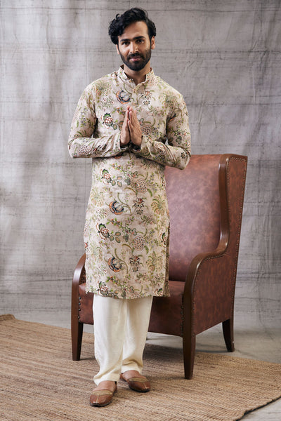 Sougat Paul Menswear Mehr Printed Kurta Set Indian designer wear online shopping melange singapore