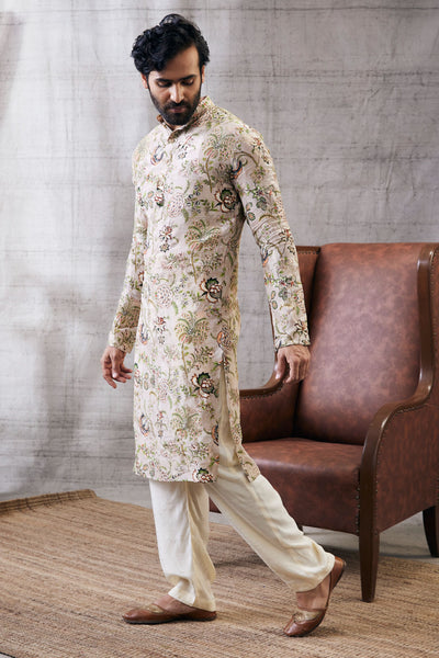 Sougat Paul Menswear Mehr Printed Kurta Set Indian designer wear online shopping melange singapore