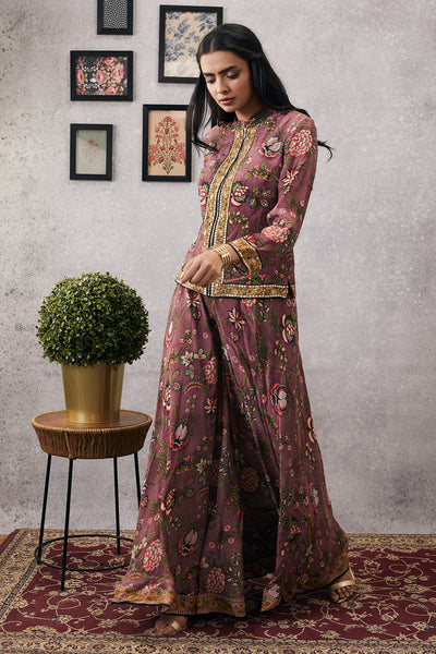 sougat paul Mehr Embroidered Jacket With Flared Pants pink online shopping melange singapore indian designer wear