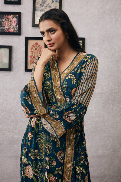 sougat paul Mehr Embroidered Kurta Set green online shopping melange singapore indian designer wear