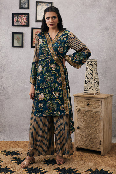 sougat paul Mehr Embroidered Kurta Set green online shopping melange singapore indian designer wear