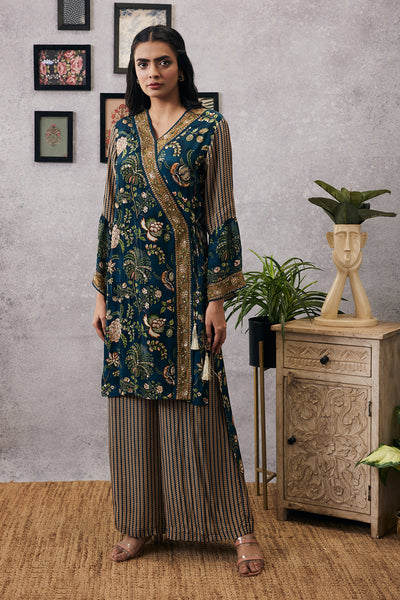 sougat paul Mehr Embroidered Kurta Set green online shopping melange singapore indian designer wear