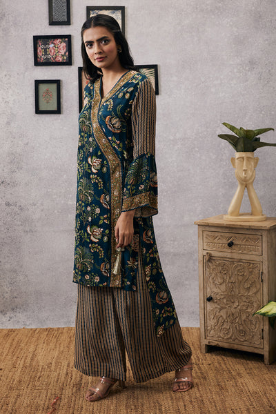 sougat paul Mehr Embroidered Kurta Set green online shopping melange singapore indian designer wear