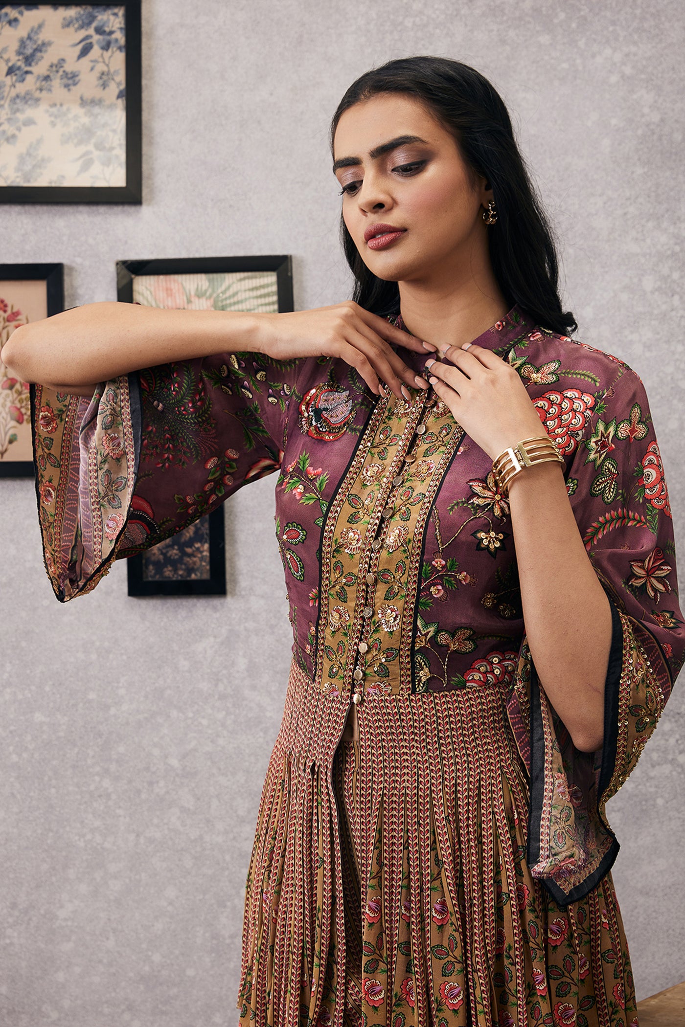 sougat paul Mehr Embroidered Kurta Set pink online shopping melange singapore indian designer wear