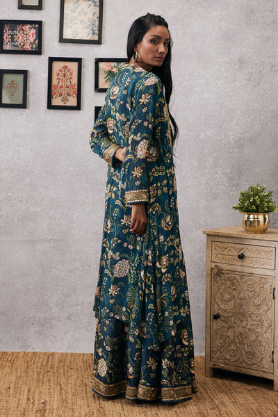 sougat paul Mehr Embroidered Lehenga Set With Jacket green online shopping melange singapore indian designer wear