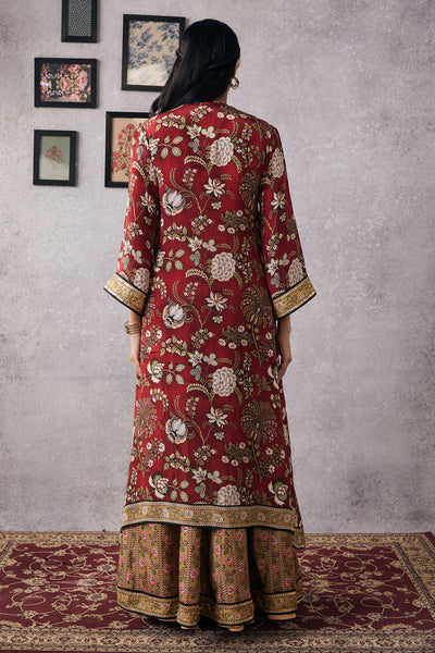 sougat paul Mehr Embroidered Lehenga Set With Jacket red online shopping melange singapore indian designer wear