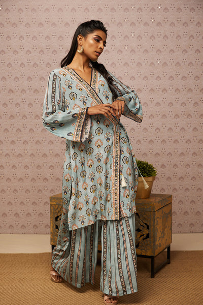 Sougat Paul Sarouk Embroidered Angarkha Set western indian designer womenswear fashion online shopping melange singapore