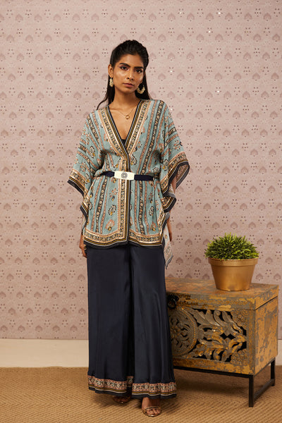 Sougat Paul Sarouk Embroidered Kaftan Set With Belt western indian designer womenswear fashion online shopping melange singapore