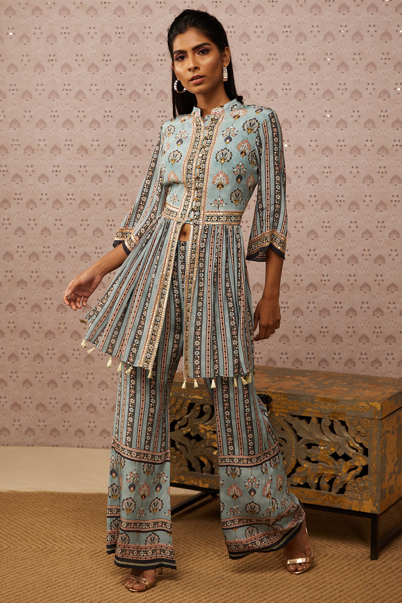 Sougat Paul Sarouk Embroidered Kurta Set western indian designer womenswear fashion online shopping melange singapore