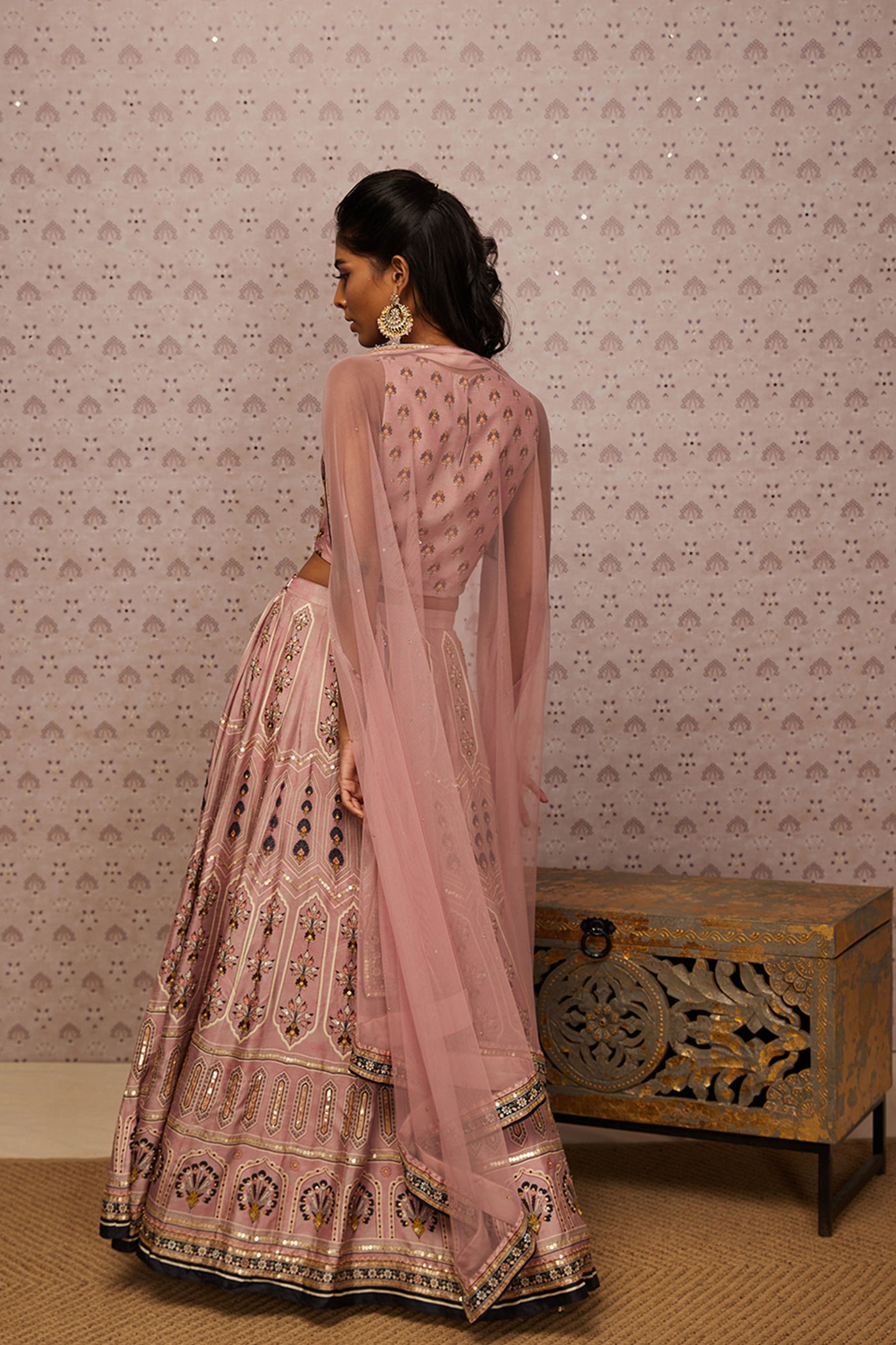 Sougat Paul Sarouk Embroidered Lehenga With Dupatta western indian designer womenswear fashion online shopping melange singapore