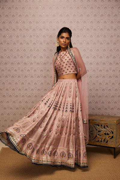 Sougat Paul Sarouk Embroidered Lehenga With Dupatta western indian designer womenswear fashion online shopping melange singapore