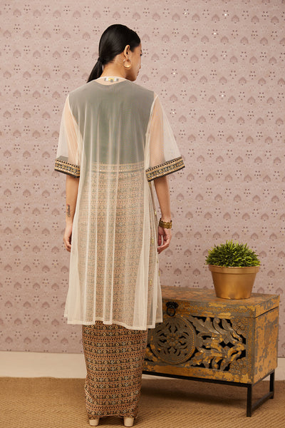 Sougat Paul Sarouk Printed Drape Skirt Set With Jacket western indian designer womenswear fashion online shopping melange singapore