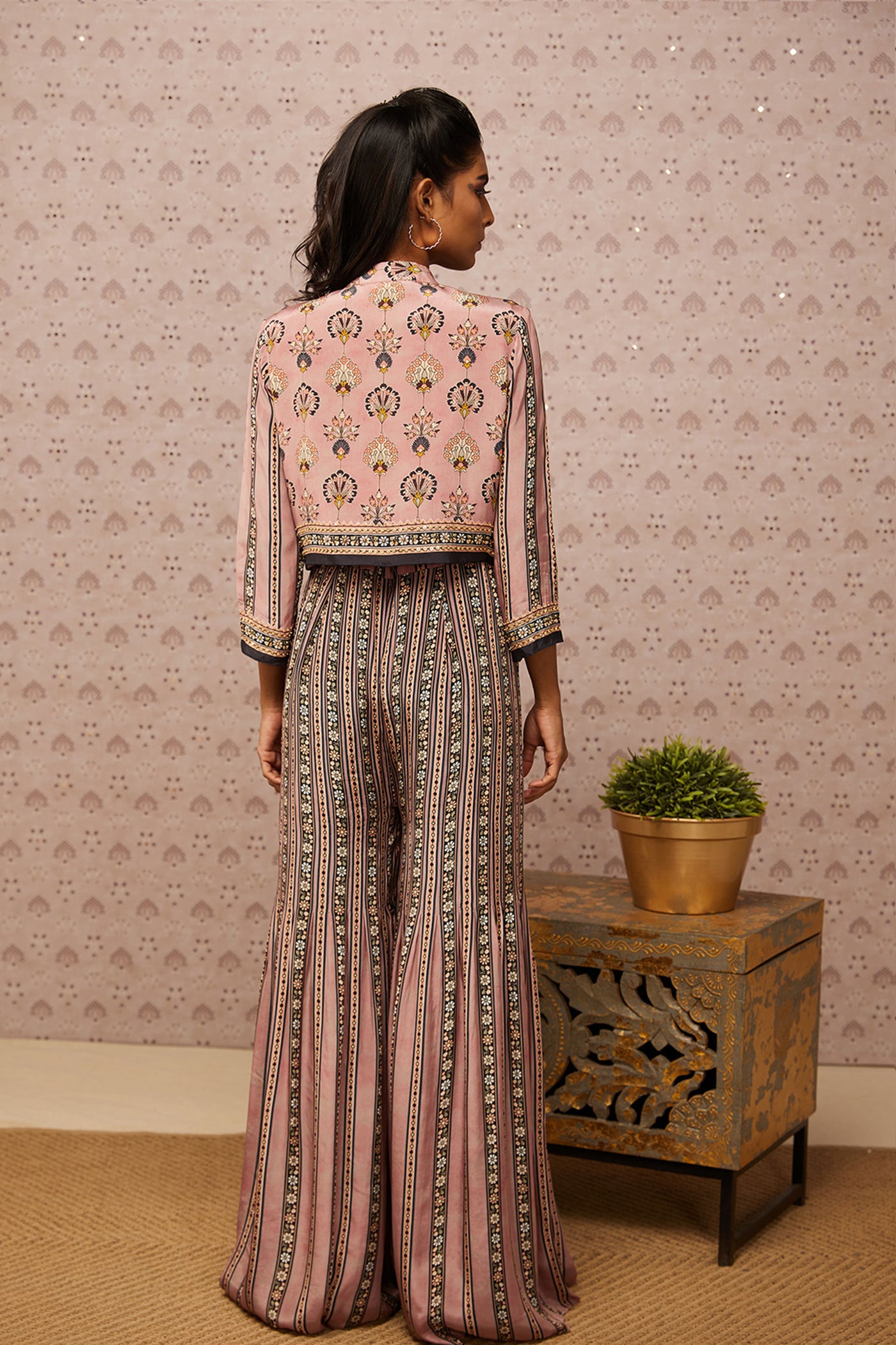 Sougat Paul Sarouk Printed Jumpsuit With Jacket western indian designer womenswear fashion online shopping melange singapore