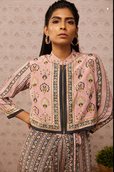 Sougat Paul Sarouk Printed Jumpsuit With Jacket western indian designer womenswear fashion online shopping melange singapore