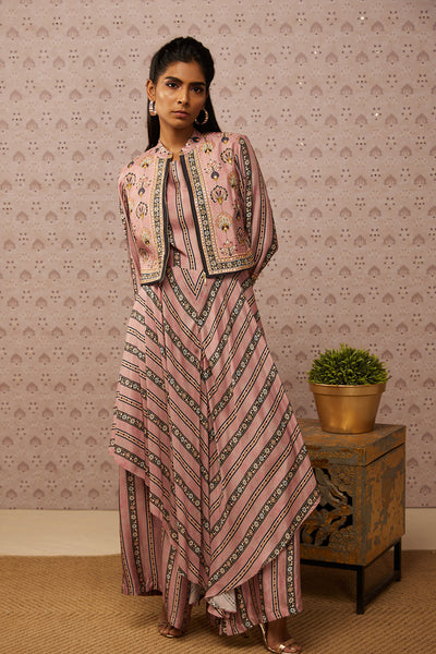 Sougat Paul Sarouk Printed Layered Jumpsuit With Jacket western indian designer womenswear fashion online shopping melange singapore