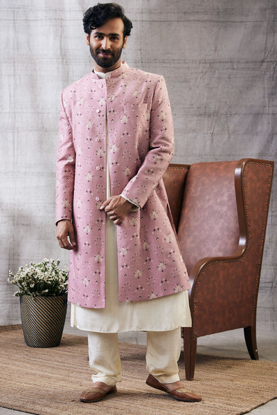 Sougat Paul Menswear Sarouk Printed Sherwani Set Indian designer wear online shopping melange singapore