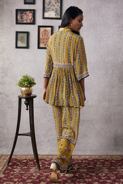 sougat paul Sarouk Embroidered Kurta Set yellow online shopping melange singapore indian designer wear