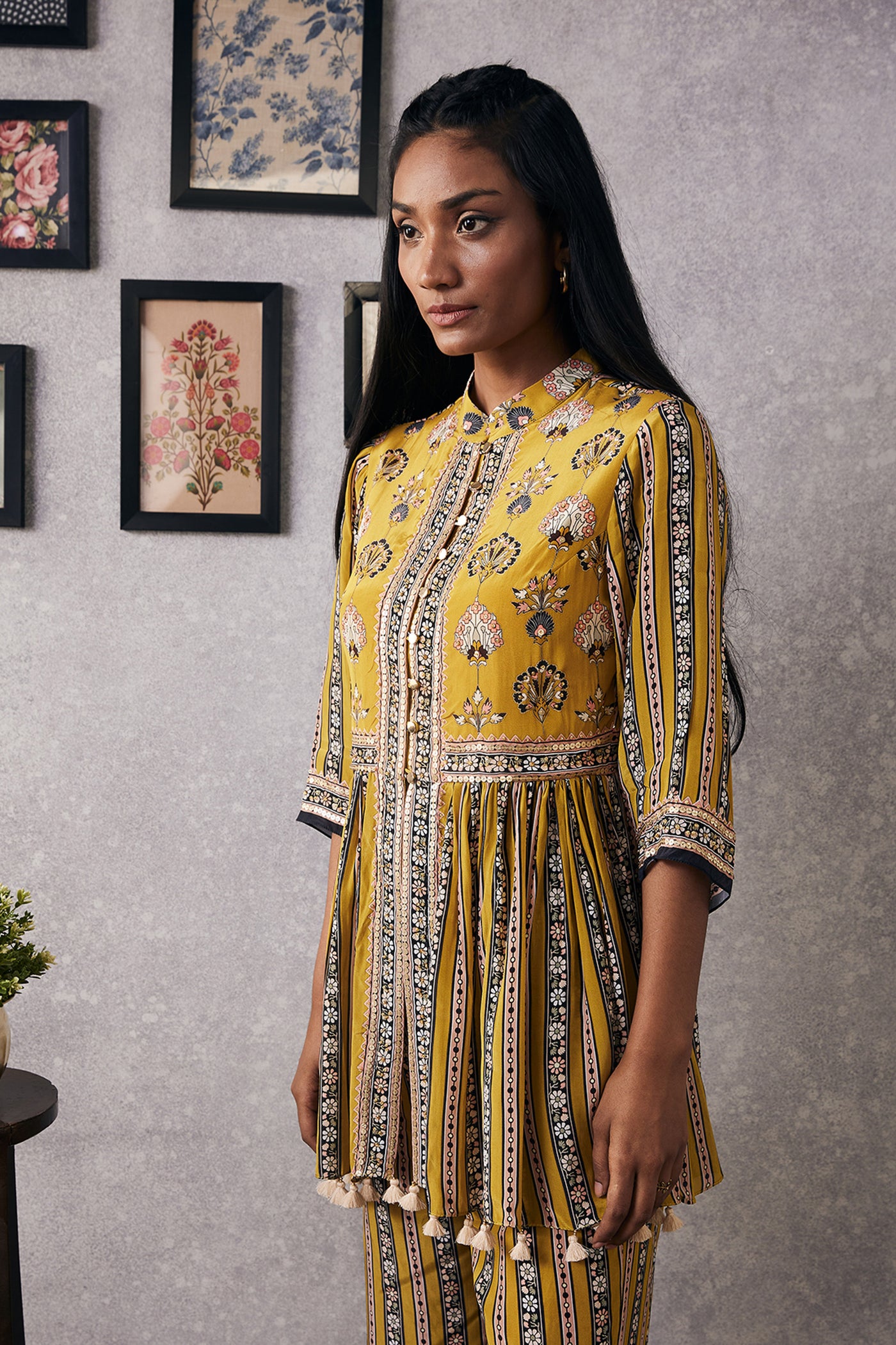 sougat paul Sarouk Embroidered Kurta Set yellow online shopping melange singapore indian designer wear