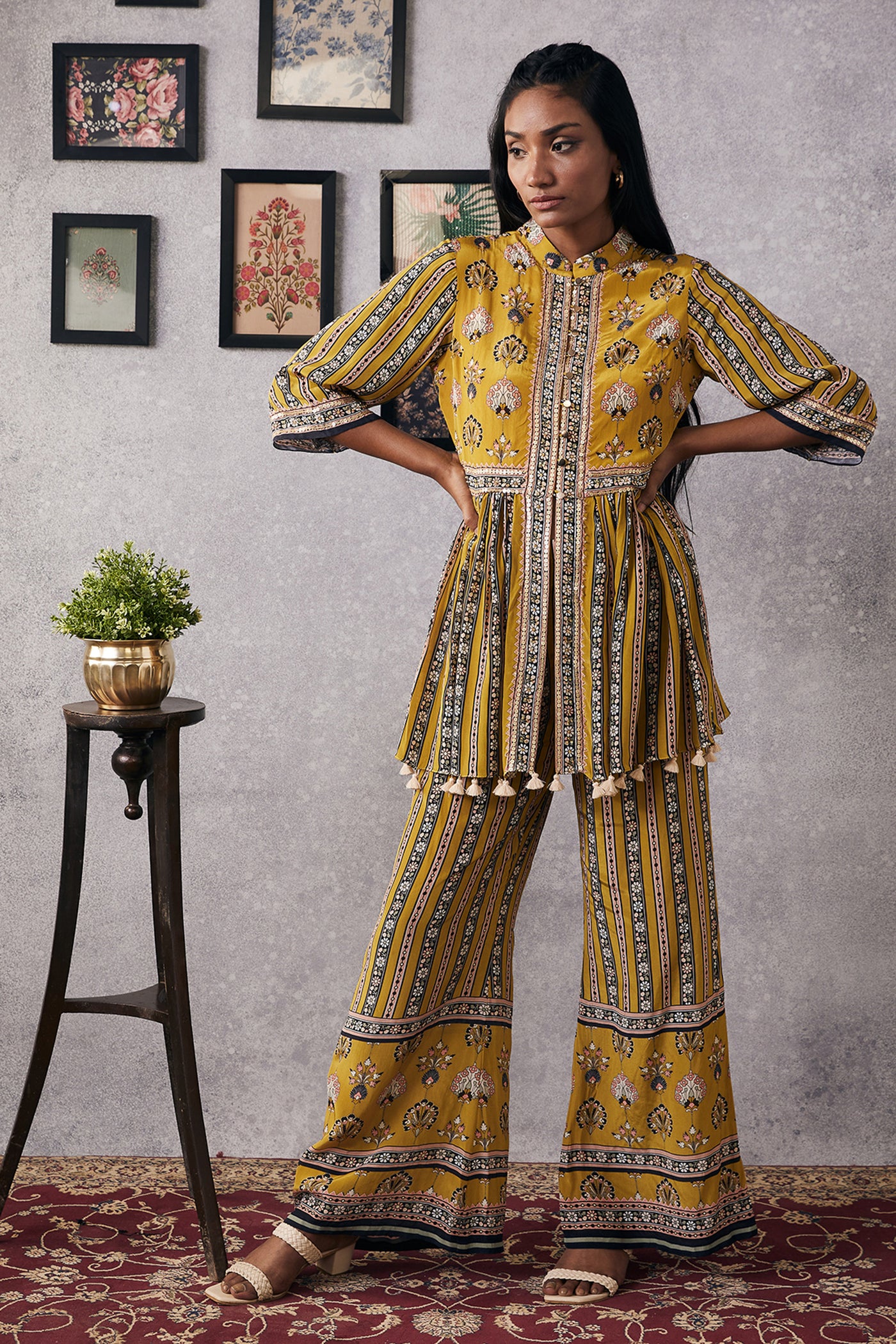 sougat paul Sarouk Embroidered Kurta Set yellow online shopping melange singapore indian designer wear