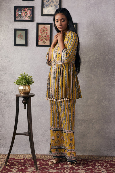 sougat paul Sarouk Embroidered Kurta Set yellow online shopping melange singapore indian designer wear