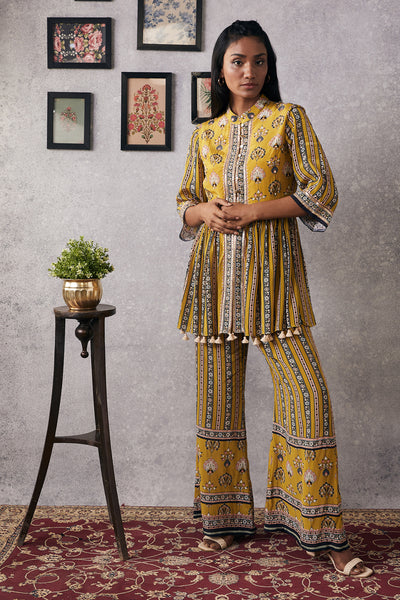 sougat paul Sarouk Embroidered Kurta Set yellow online shopping melange singapore indian designer wear