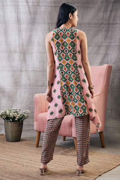 Sougat Paul Taahira Printed Asymmetric Kurta Set Indian designer wear online shopping melange singapore