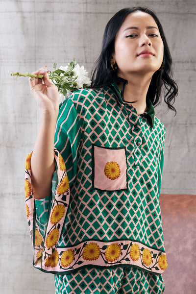 Sougat Paul Sarouk Taahira Printed Co-Ord Set Indian designer wear online shopping melange singapore